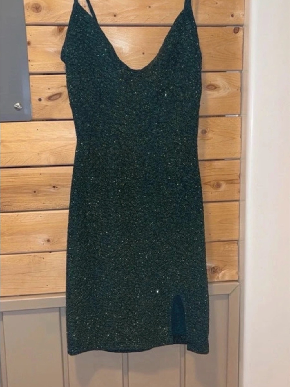 Windsor Emerald Sparkle V-Neck Mini Dress
